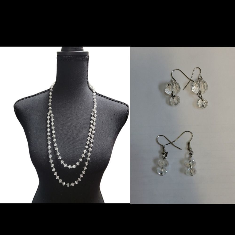 Crystal Faceted Necklace and two pairs dangle earrings from The Shop